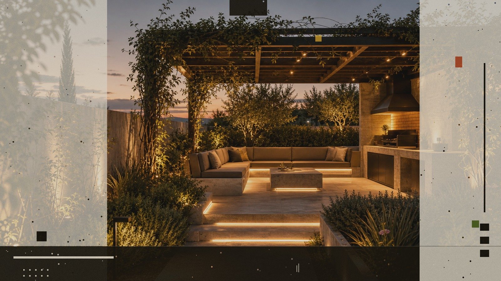 Pergola, Barbekü ve Oturma Alanı, Antalya Aksu peyzaj uygulaması (tamamlanmış proje)